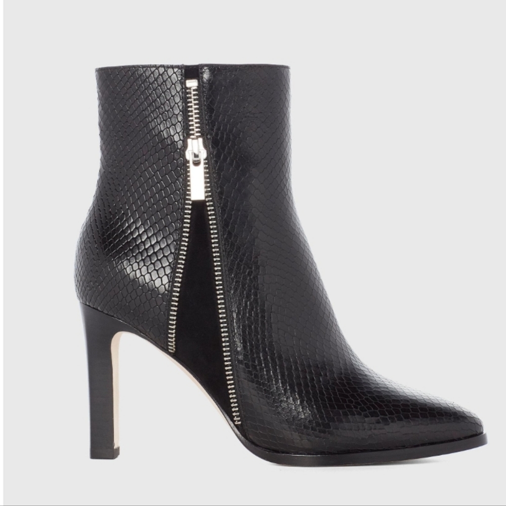 Paige Cami Black Snake Embossed Leather boots - Picture 2 of 11